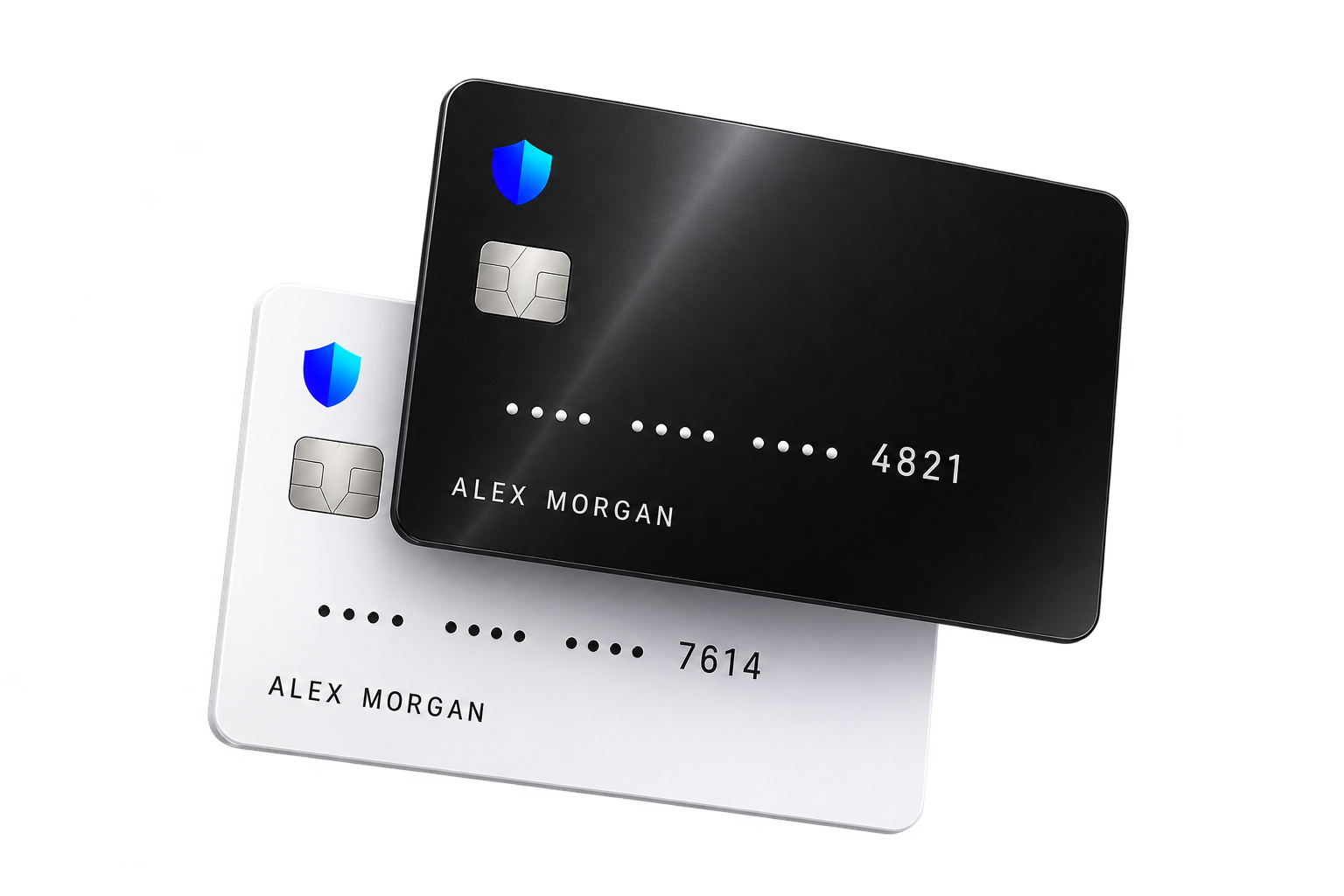 Black and white Truest virtual prepaid cards with masked numbers and sample cardholder name